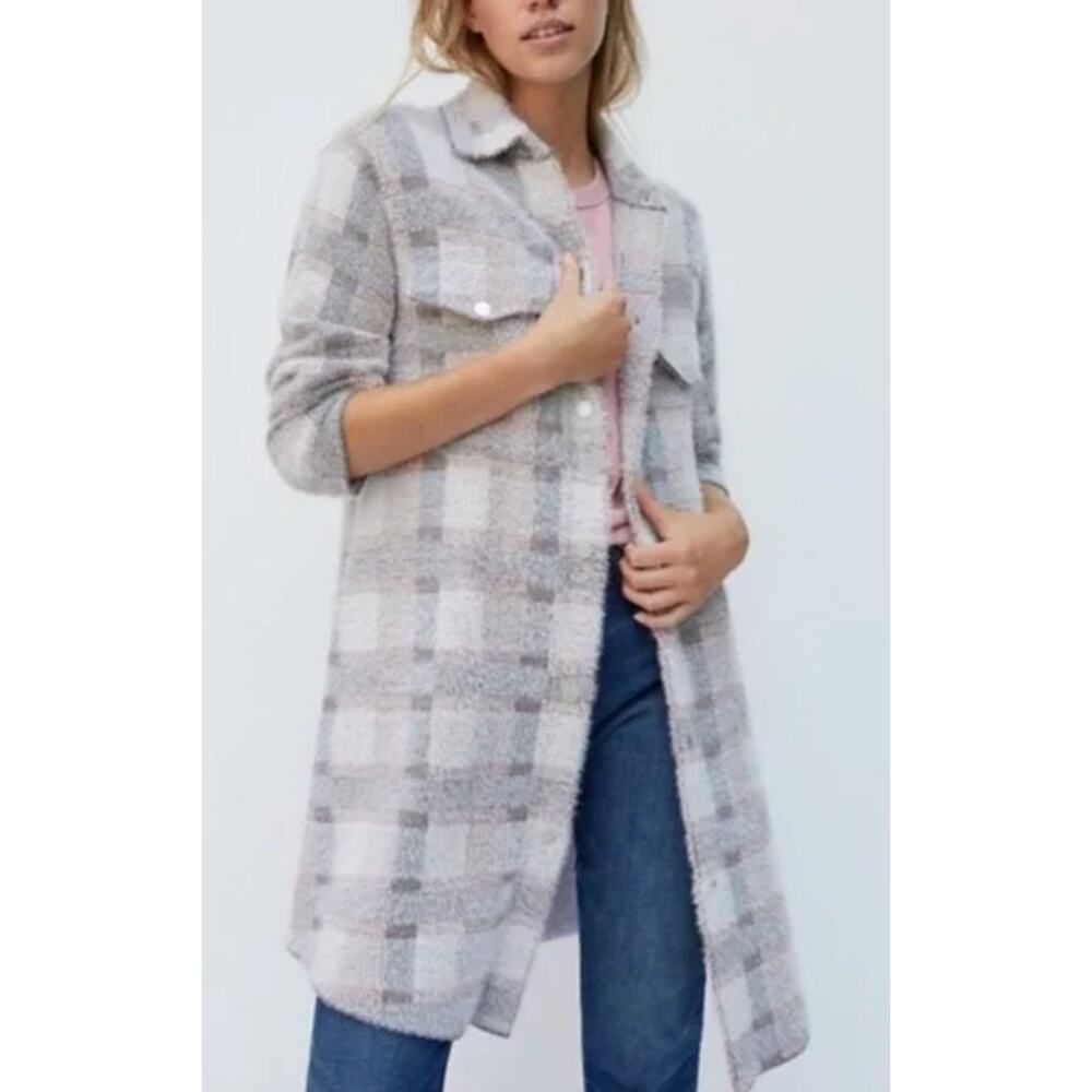 Anthropologie Pilcro Eliza Eyelash Plaid Sweater Jacket Size Small Soft Preppy